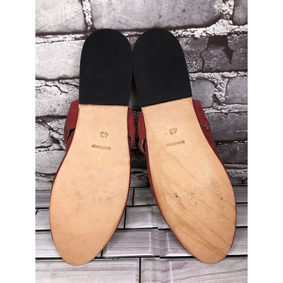 RoHo Red Suede Leather Slip On Beaded Strap Mules Shoes Women’s Sz 43EU/12M US - Picture 10 of 16